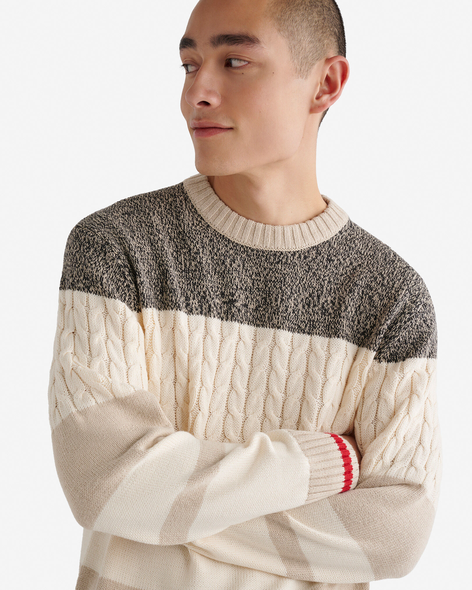 Cabin Relaxed Striped Crew Sweater