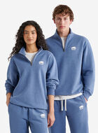 Chandail demi-glissi&egrave;re original &agrave; capuchon en jersey bouclette en coton bio