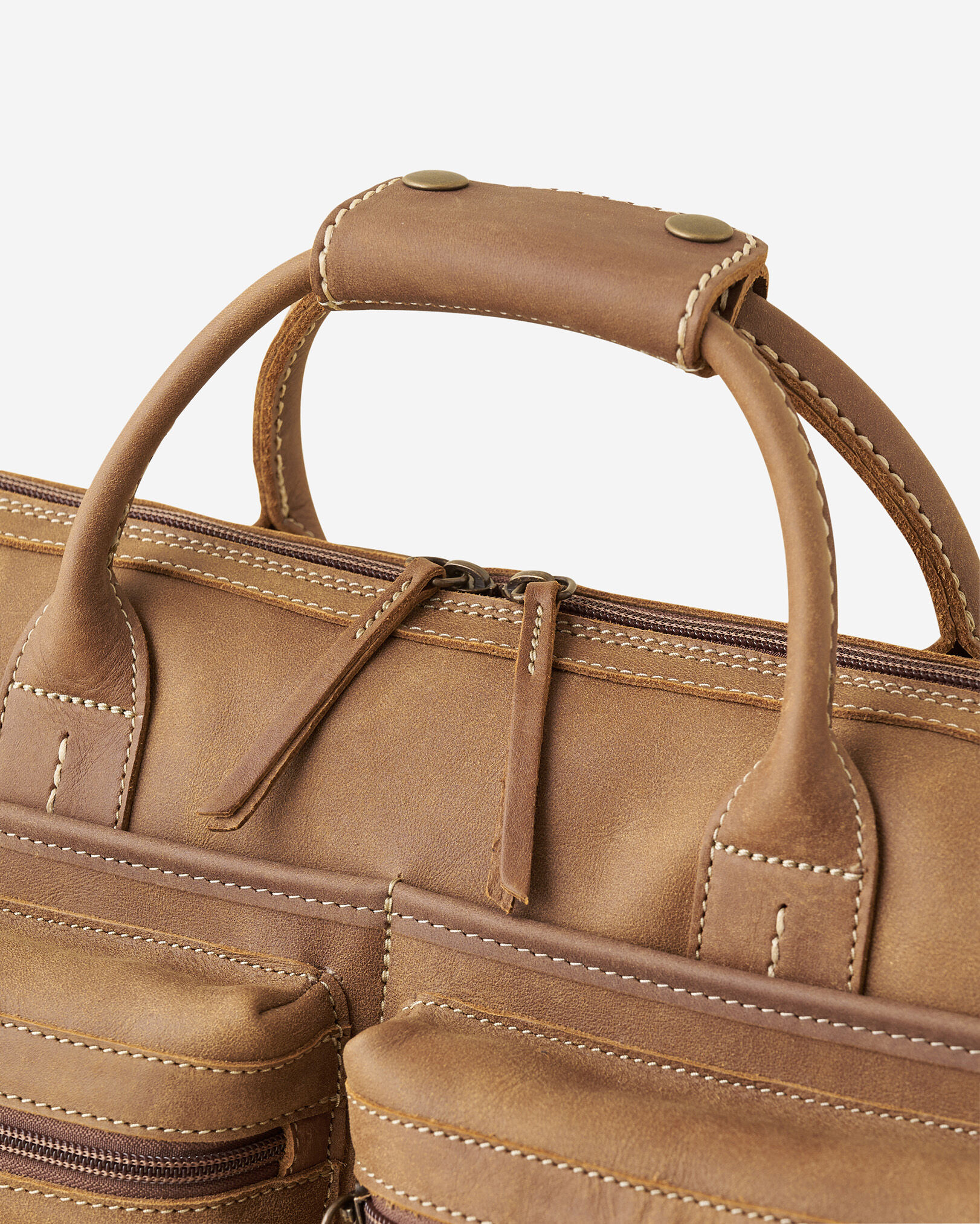 Brown leather store work bag