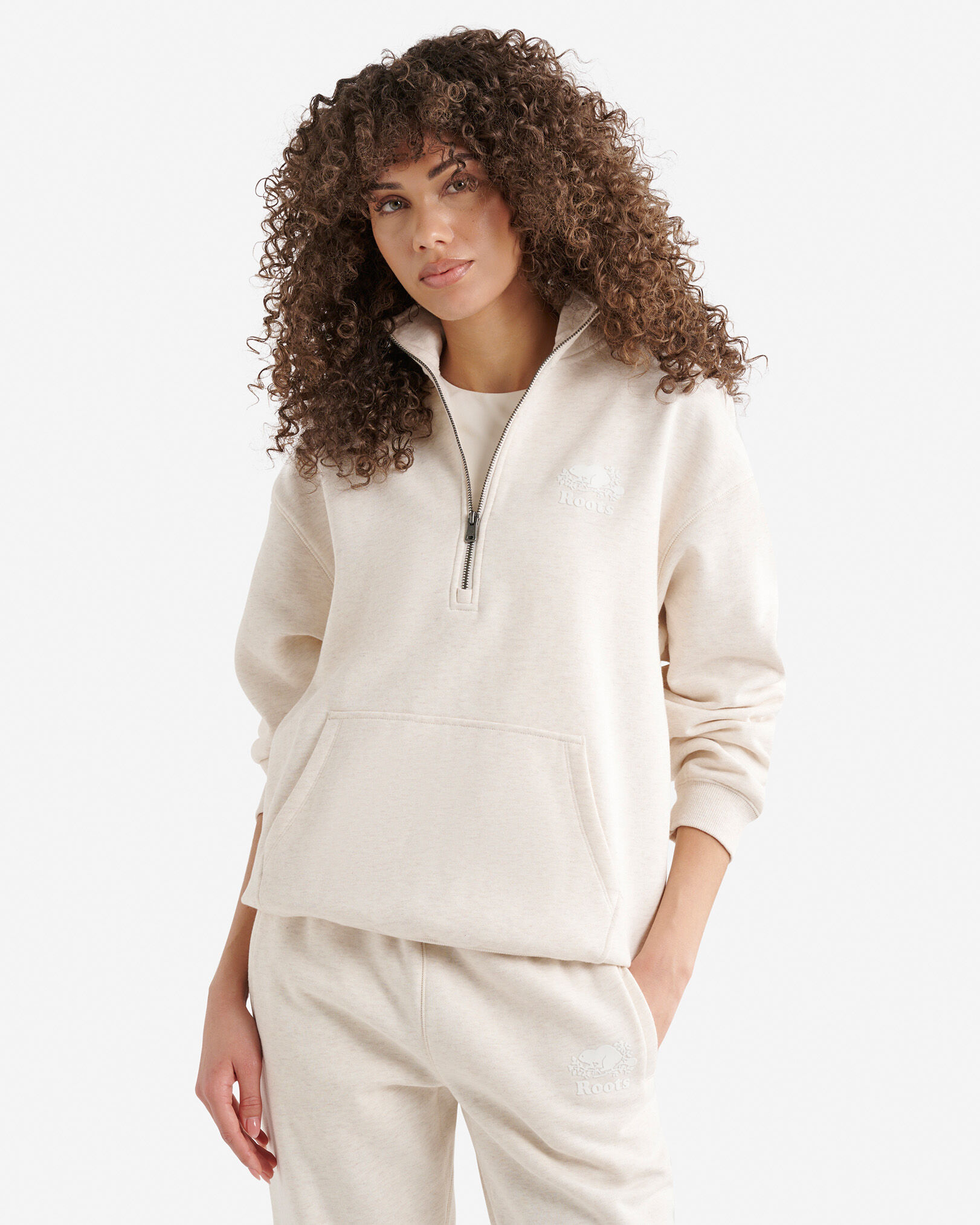 Organic Cooper Relaxed Quarter Zip Stein | Roots