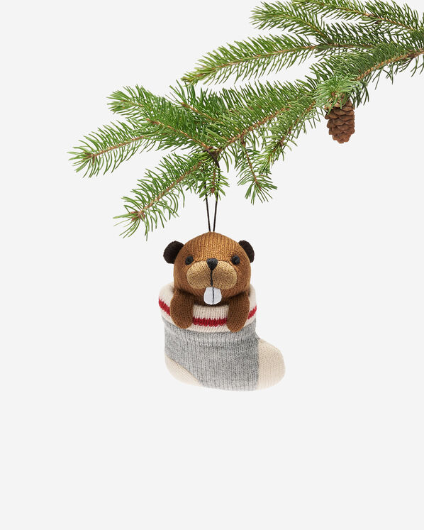Cabin Stocking Beaver Ornament