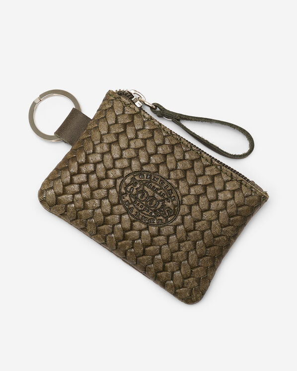 Pochette &agrave; glissi&egrave;re en cuir tiss&eacute;