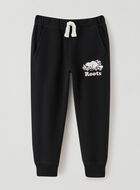 Pantalon ajusté à cheville côtelée en molleton de coton bio pour tout-petits