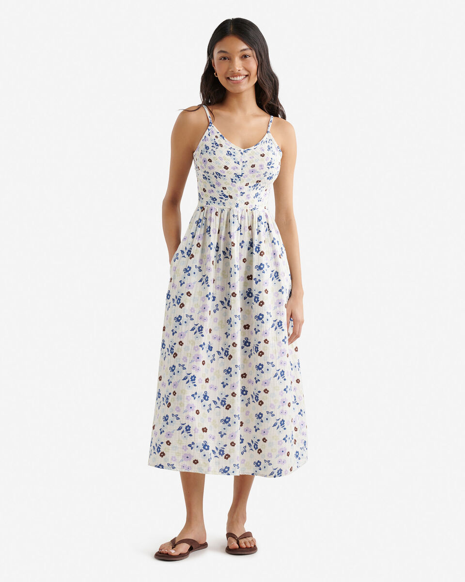 Robe nid-d&rsquo;abeilles en gaze de coton Isla