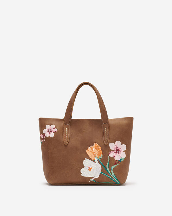 Petit fourre-tout floral en cuir Tribe