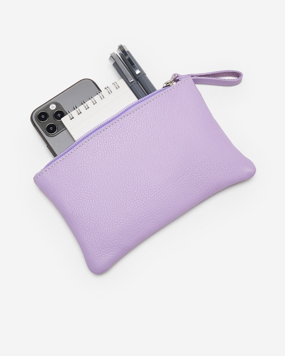 Pochette moyenne à glissière en cuir Cervino