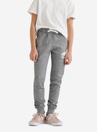 Pantalon ajusté à cheville côtelée en molleton de coton bio pour fille