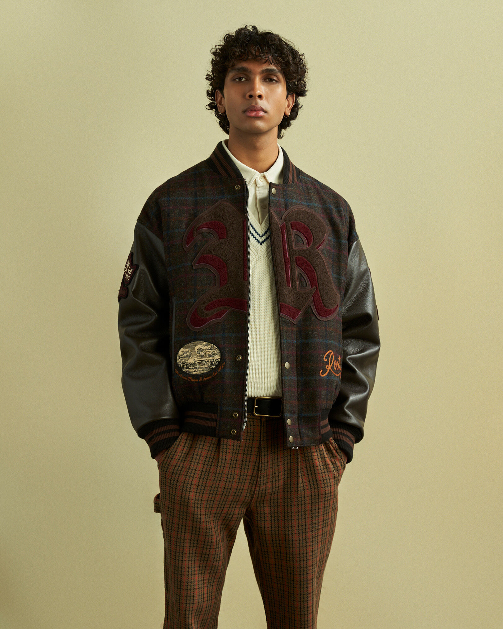 Plaid deals varsity jacket