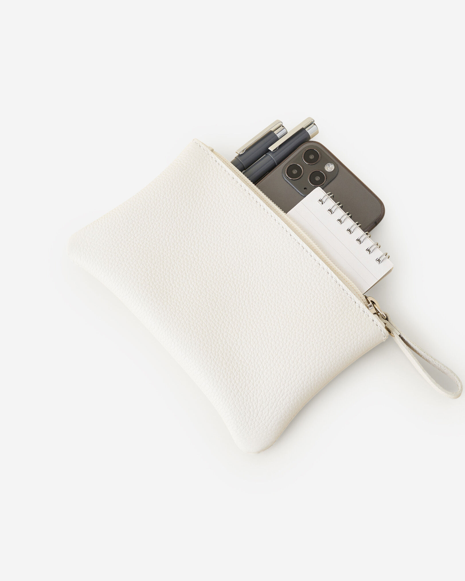 Pochette moyenne à glissière en cuir Cervino