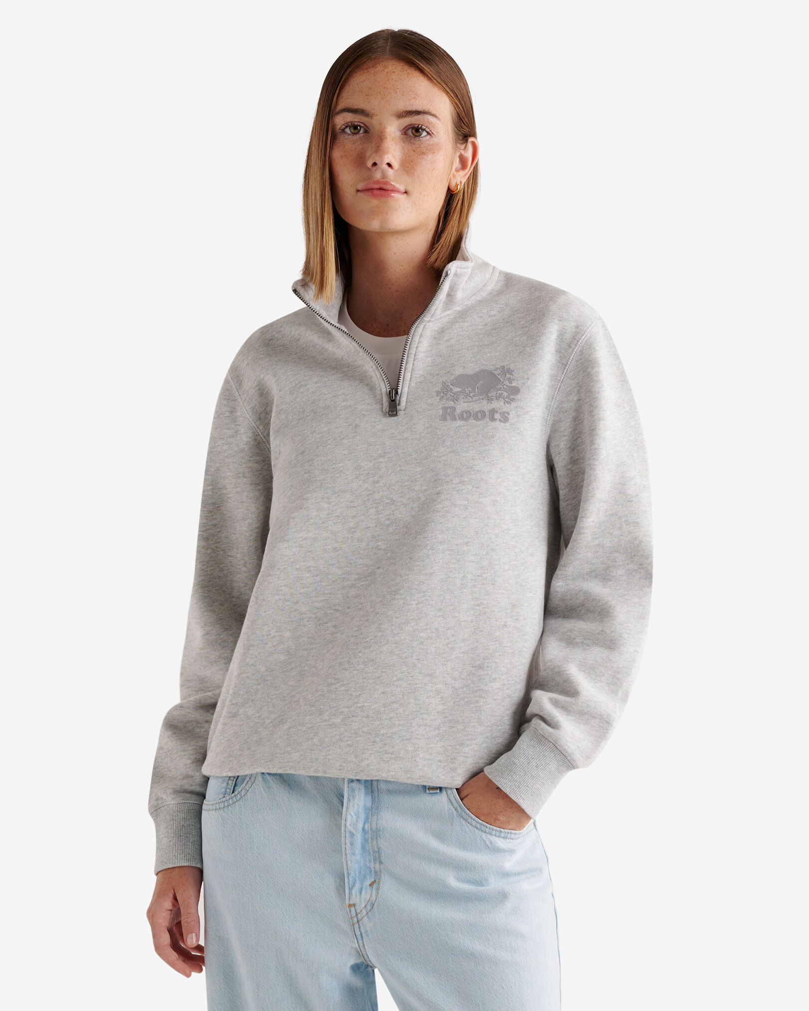Roots half zip sweater top