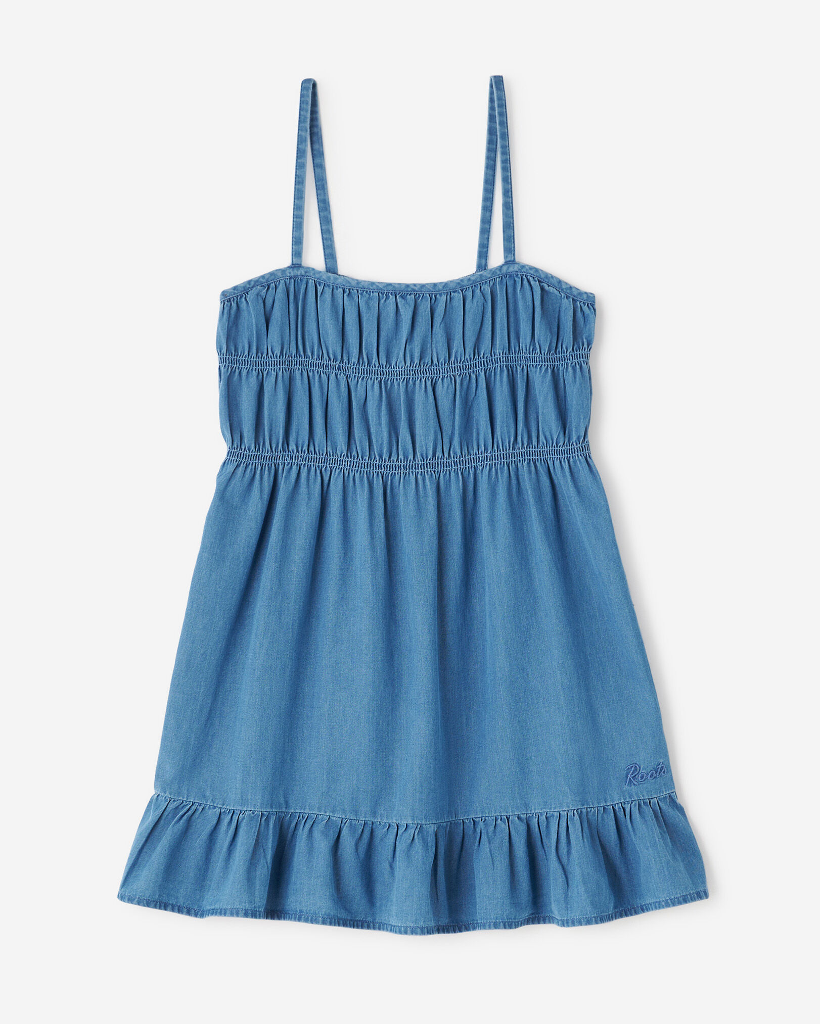 Girls Chambray Tiered Dress