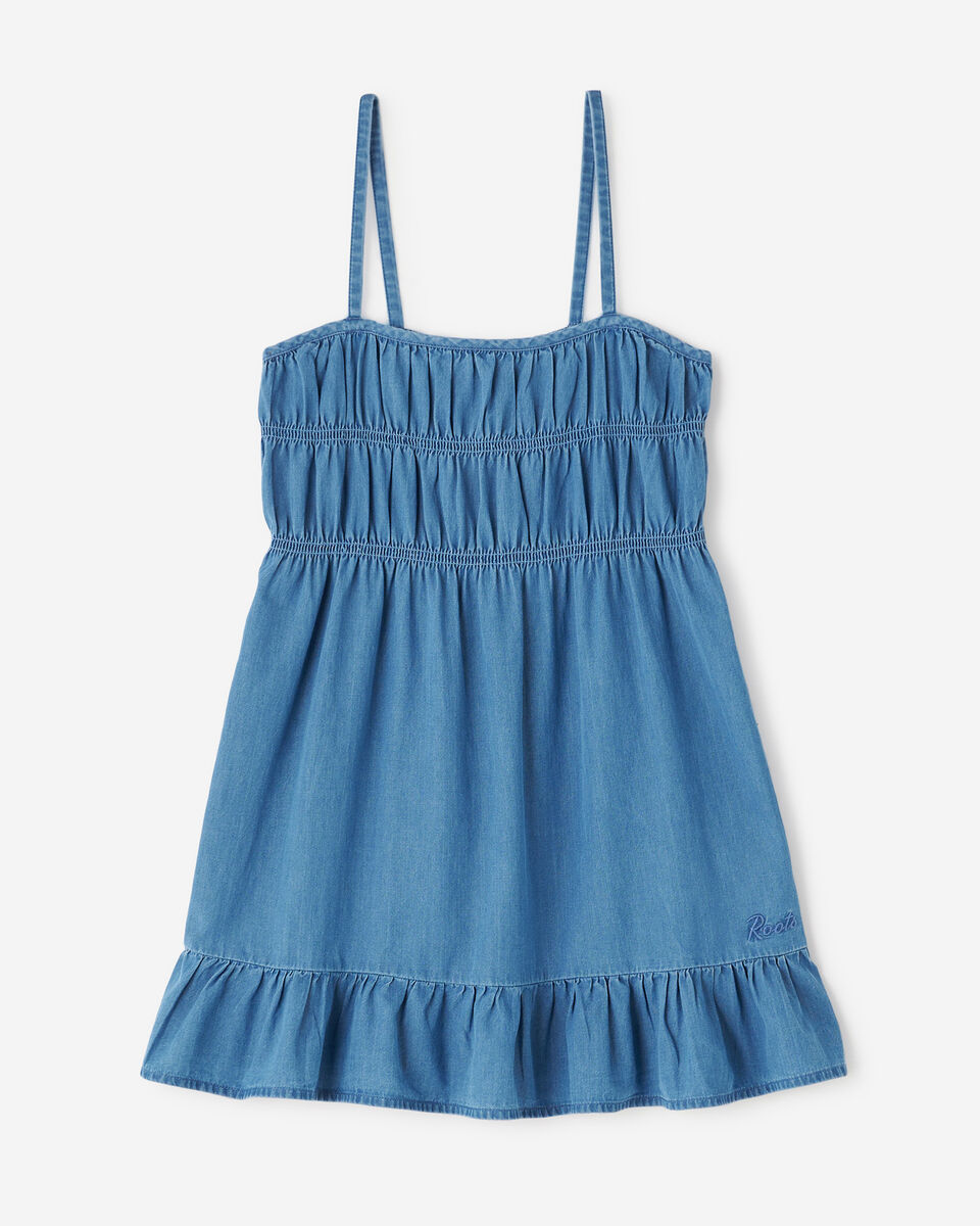 Girls Chambray Tiered Dress