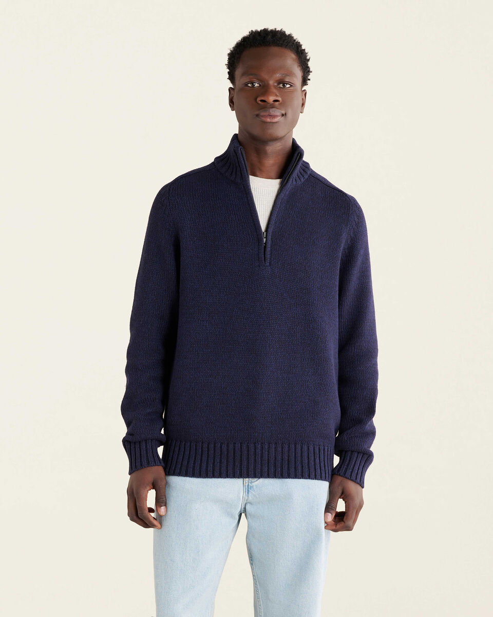 Robson Relaxed Half Zip Stein Sweater | Sweaters and Cardigans | Roots