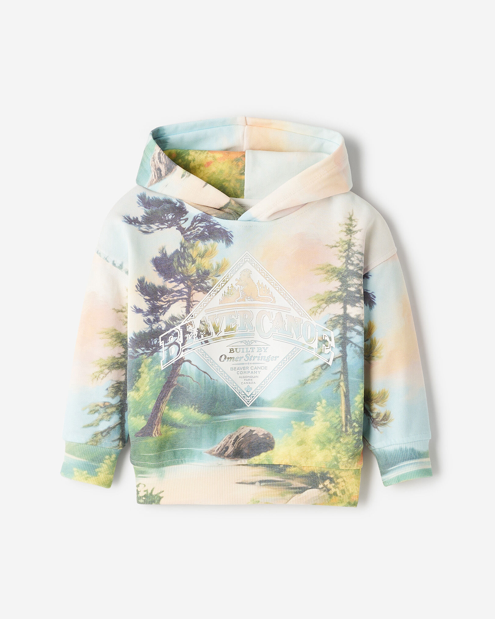 Toddler Beaver Canoe Landscape Hoodie