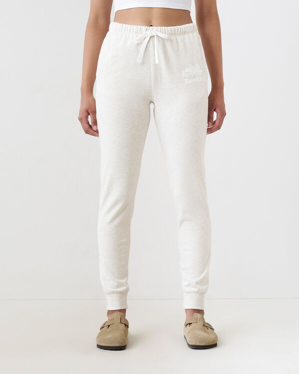 Pantalon original ajusté à cheville côtelée en molleton de coton bio