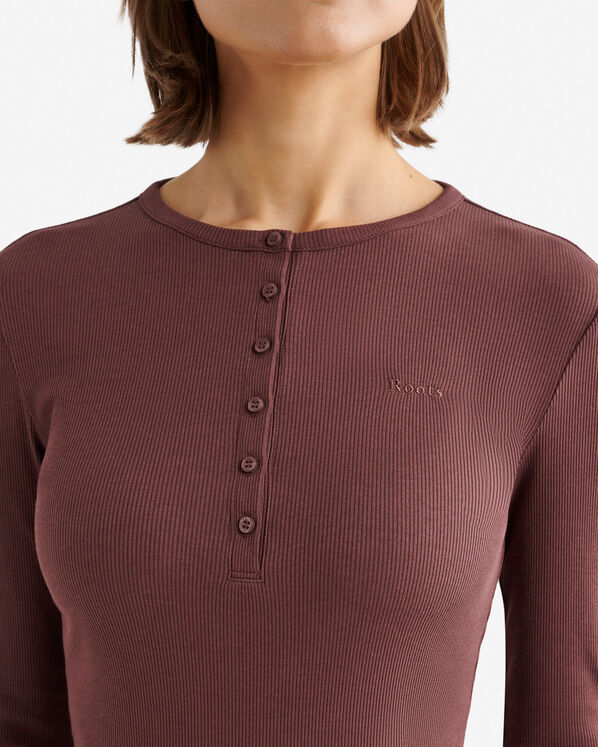 Chandail henley ajust&eacute; &agrave; manches longues en tissu c&ocirc;tel&eacute; Roam