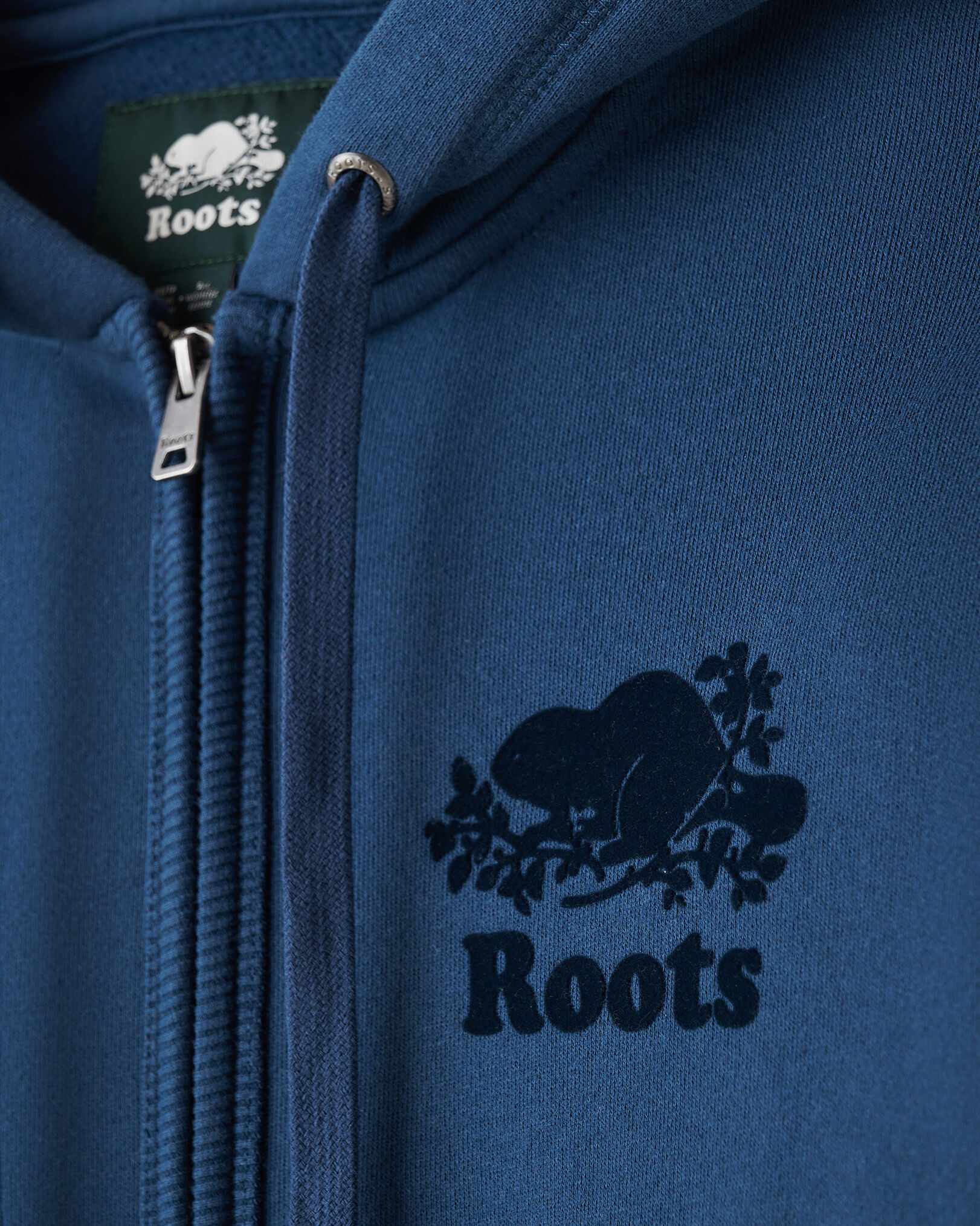 Roots Organic Original Full Zip Hoodie in Moonlit Ocean Blue