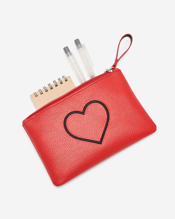 Pochette moyenne &agrave; glissi&egrave;re en forme de c&oelig;ur en cuir Cervino