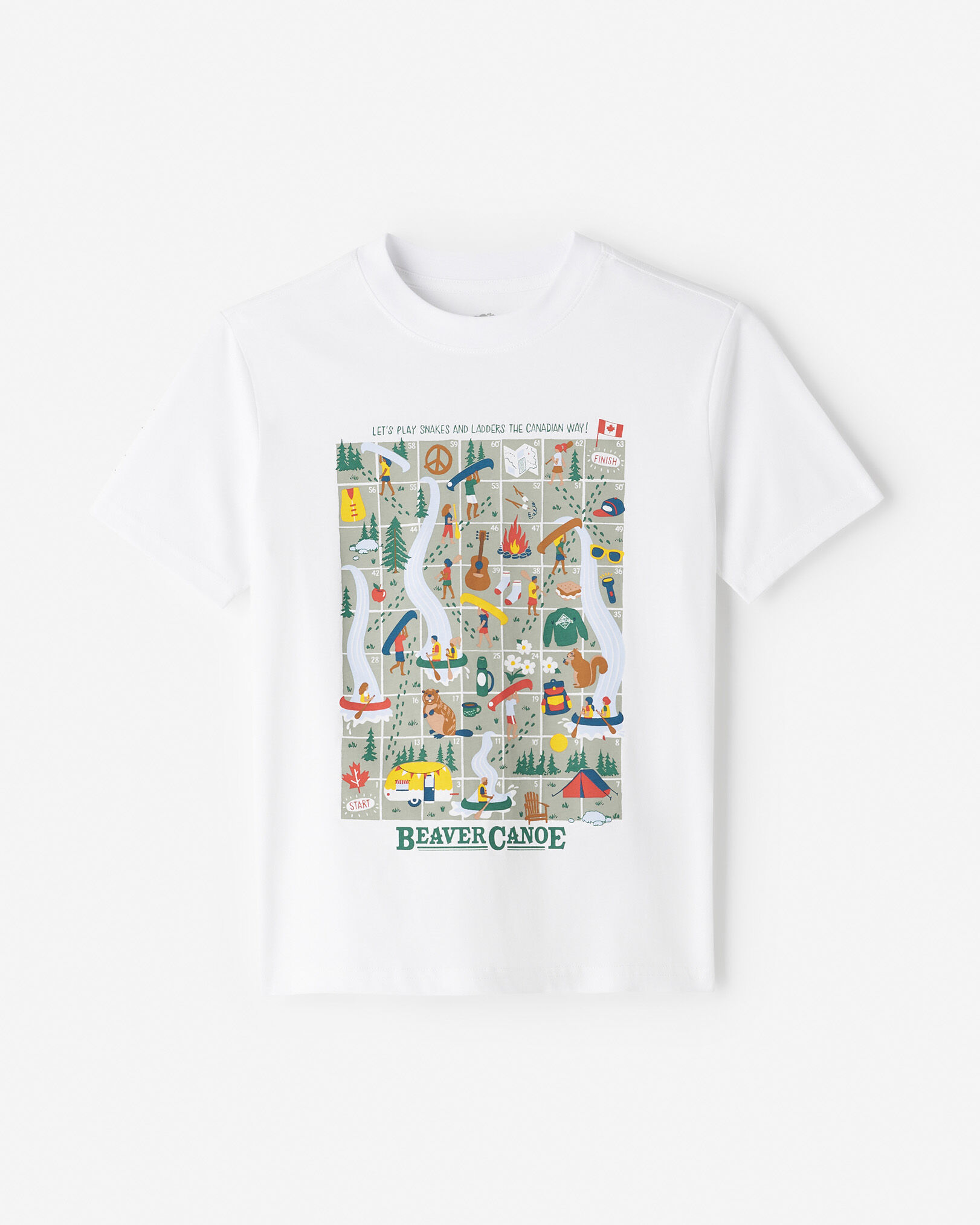 Kids Beaver Canoe Snakes And Ladders T-Shirt
