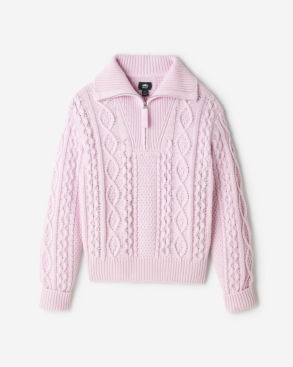 Cable Knit Quarter Zip Sweater