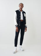 Pantalon original ajusté à cheville côtelée en molleton de coton bio