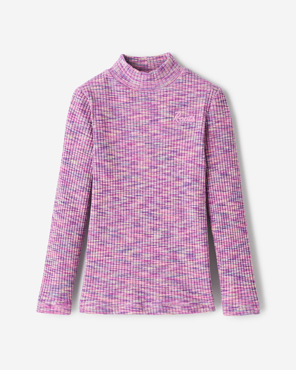 Toddler Girls Space Dye Mock Neck Top