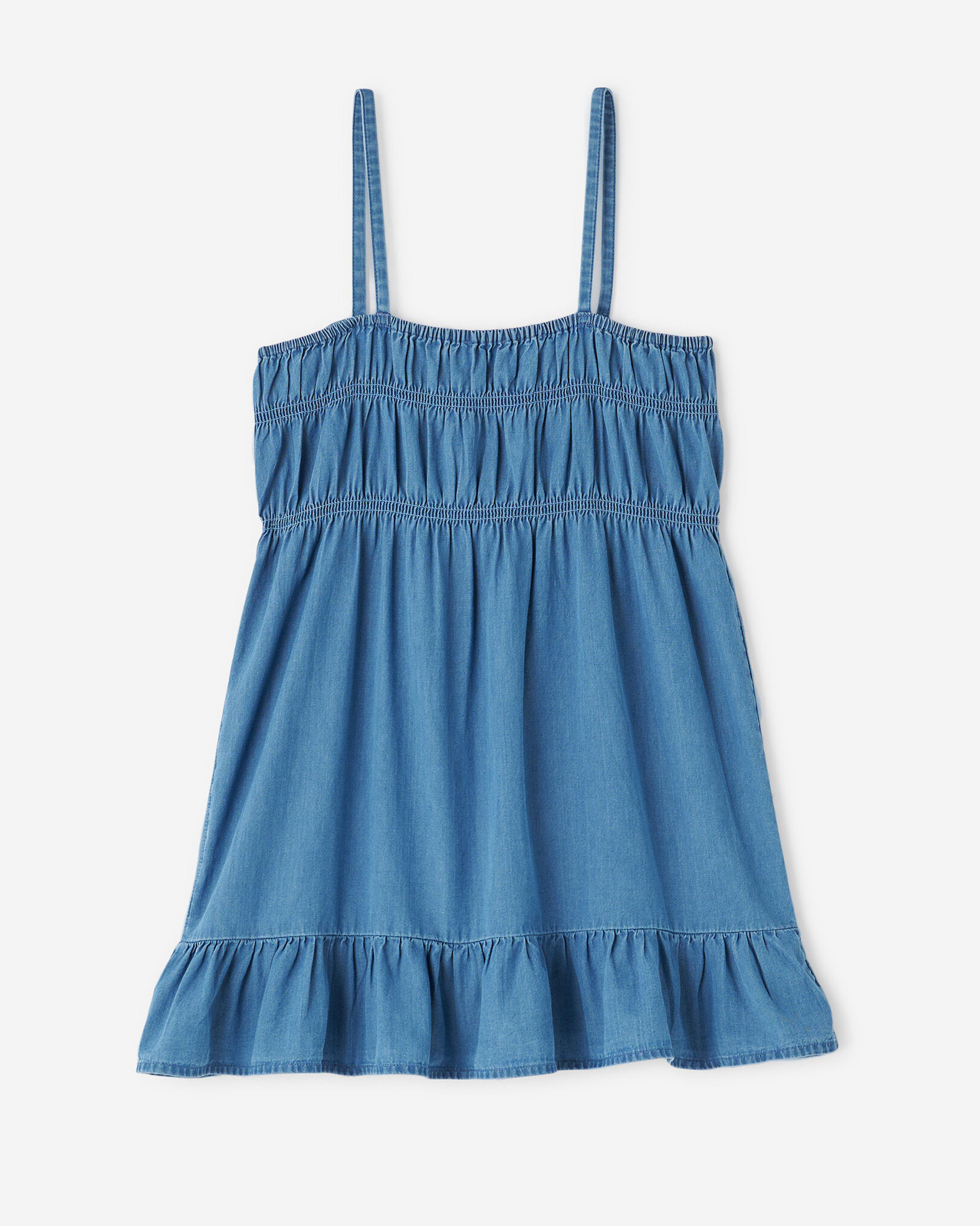 Girls Chambray Tiered Dress