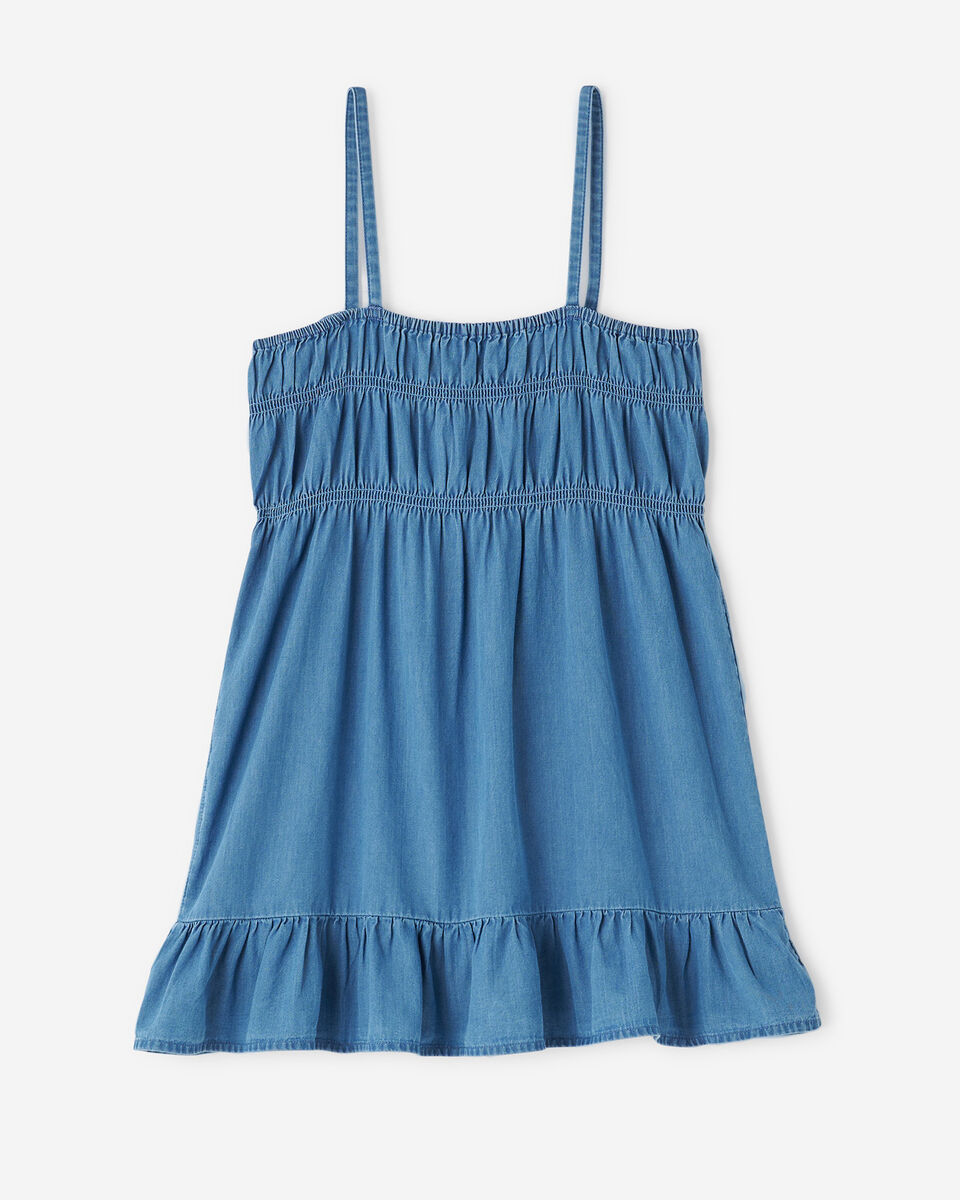 Girls Chambray Tiered Dress