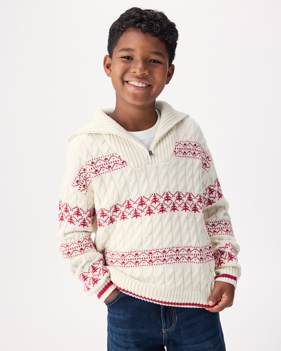 Kids Cabin Striped Quarter Zip Sweater