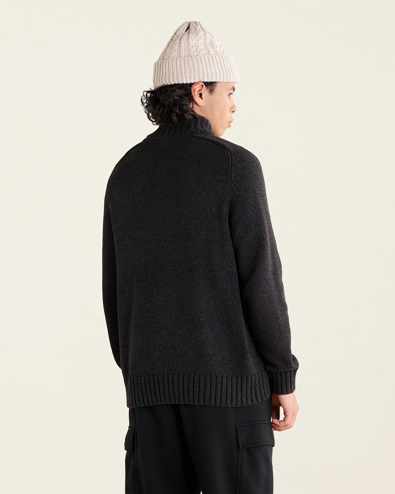 Robson Relaxed Half Zip Stein Sweater Sweaters and Cardigans Roots