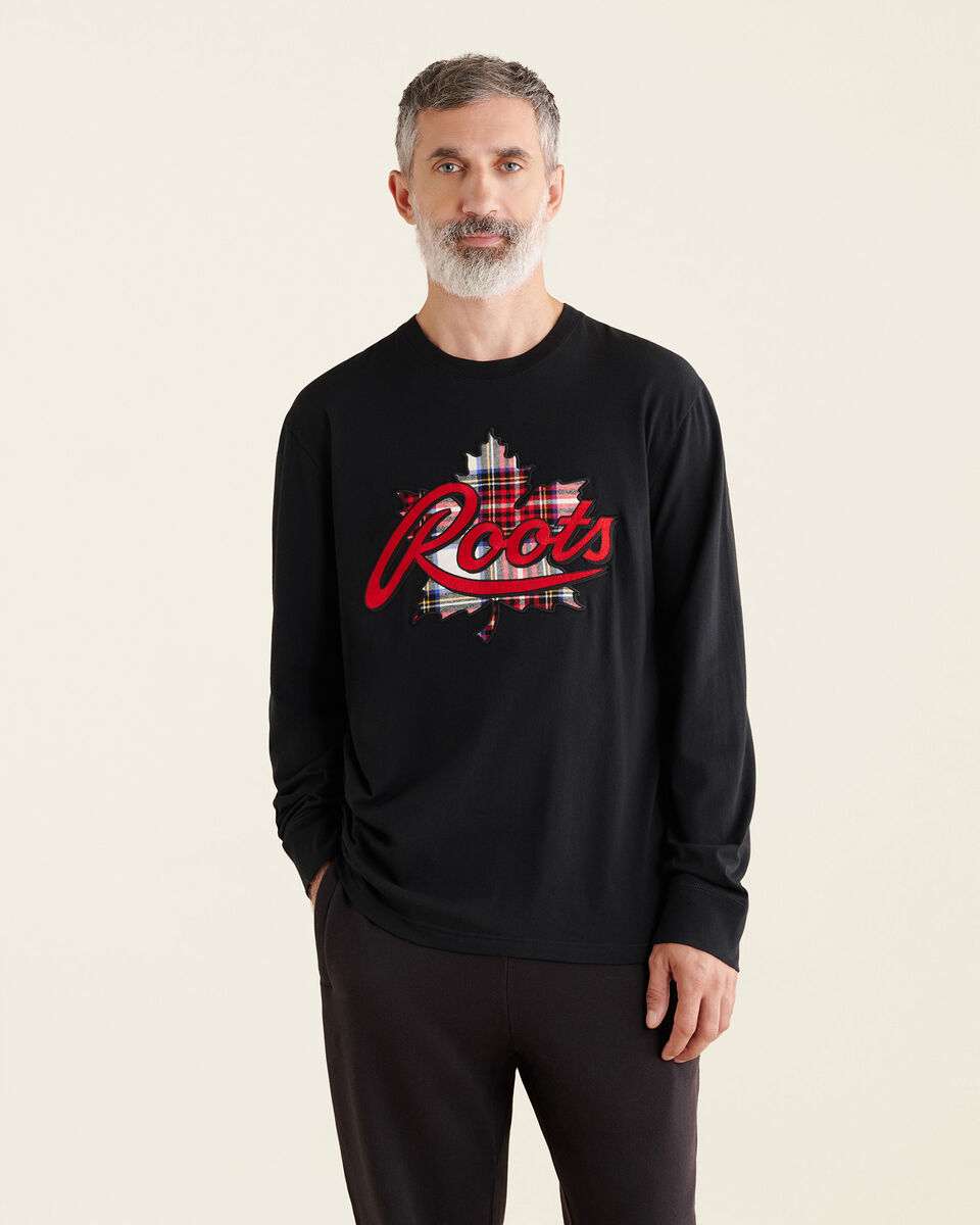 Mens Leaf Plaid Fill Long Sleeve T-Shirt