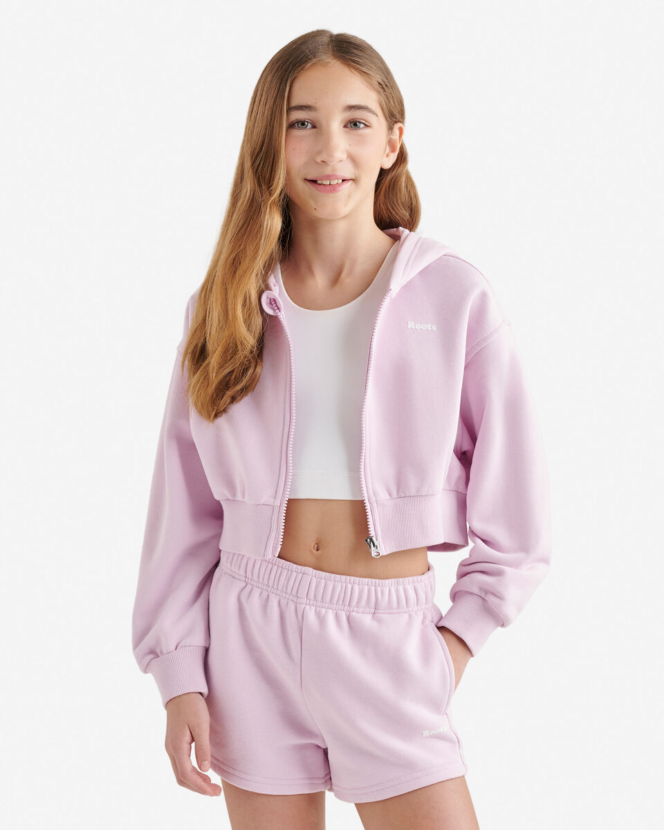 Chandail à capuchon et glissière court en molleton Nuage pour filles