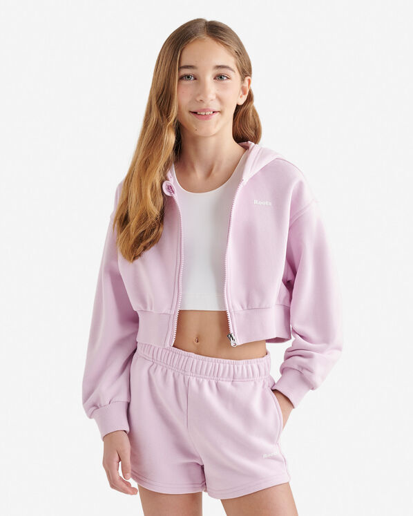 Chandail à capuchon et glissière court en molleton Nuage pour filles