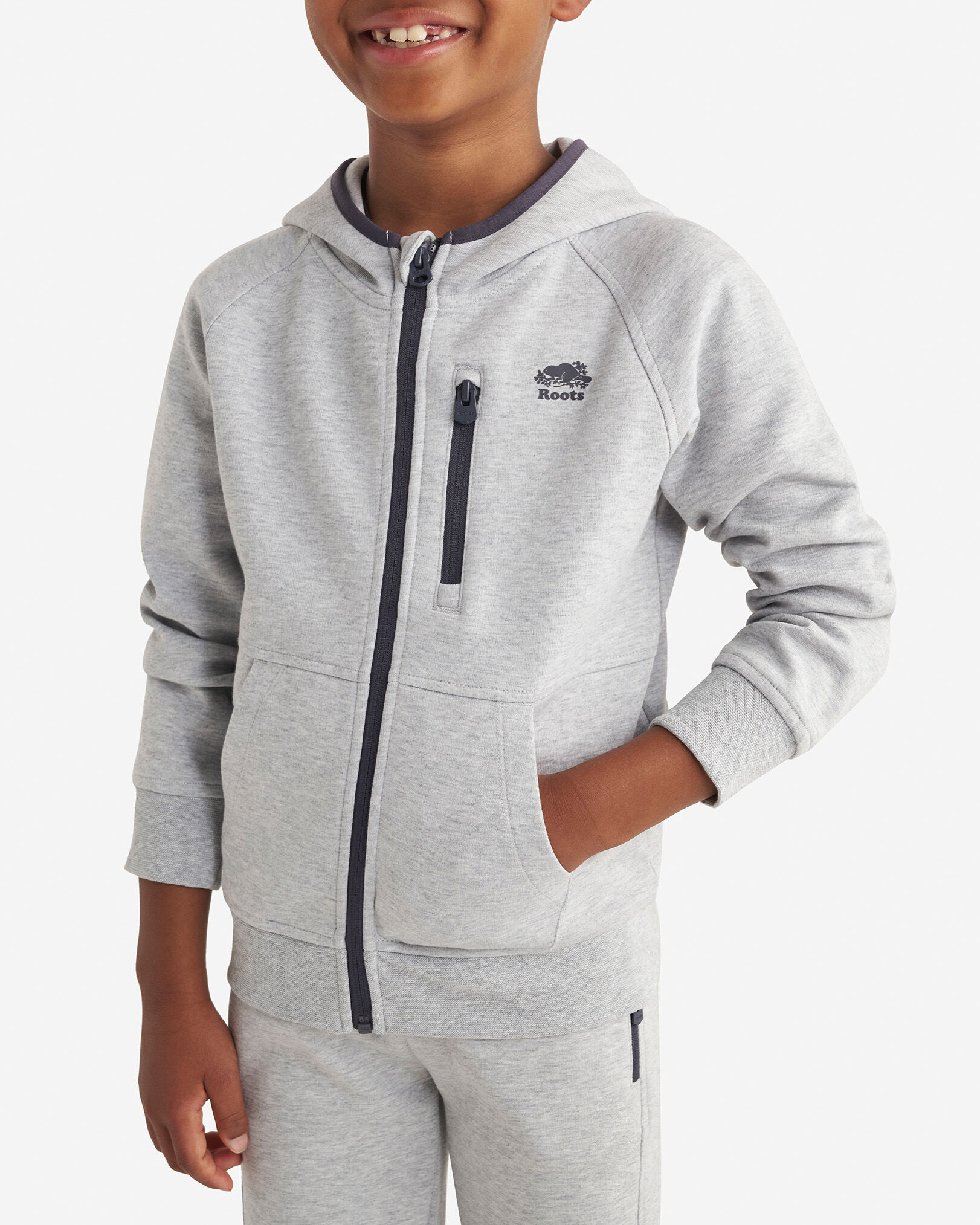 Chandail à capuchon et glissière en tissu interlock Recover pour enfants