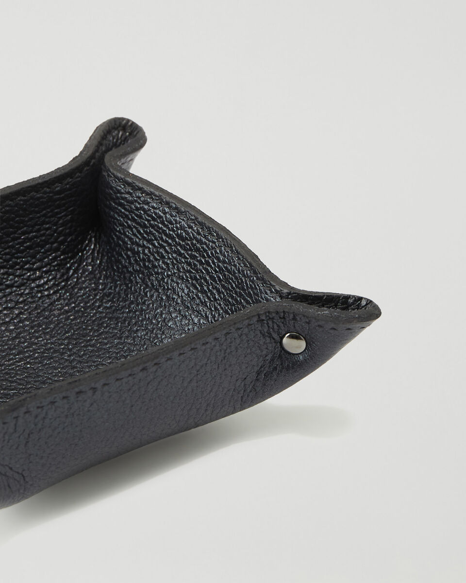 Small Leather Tray Metallic