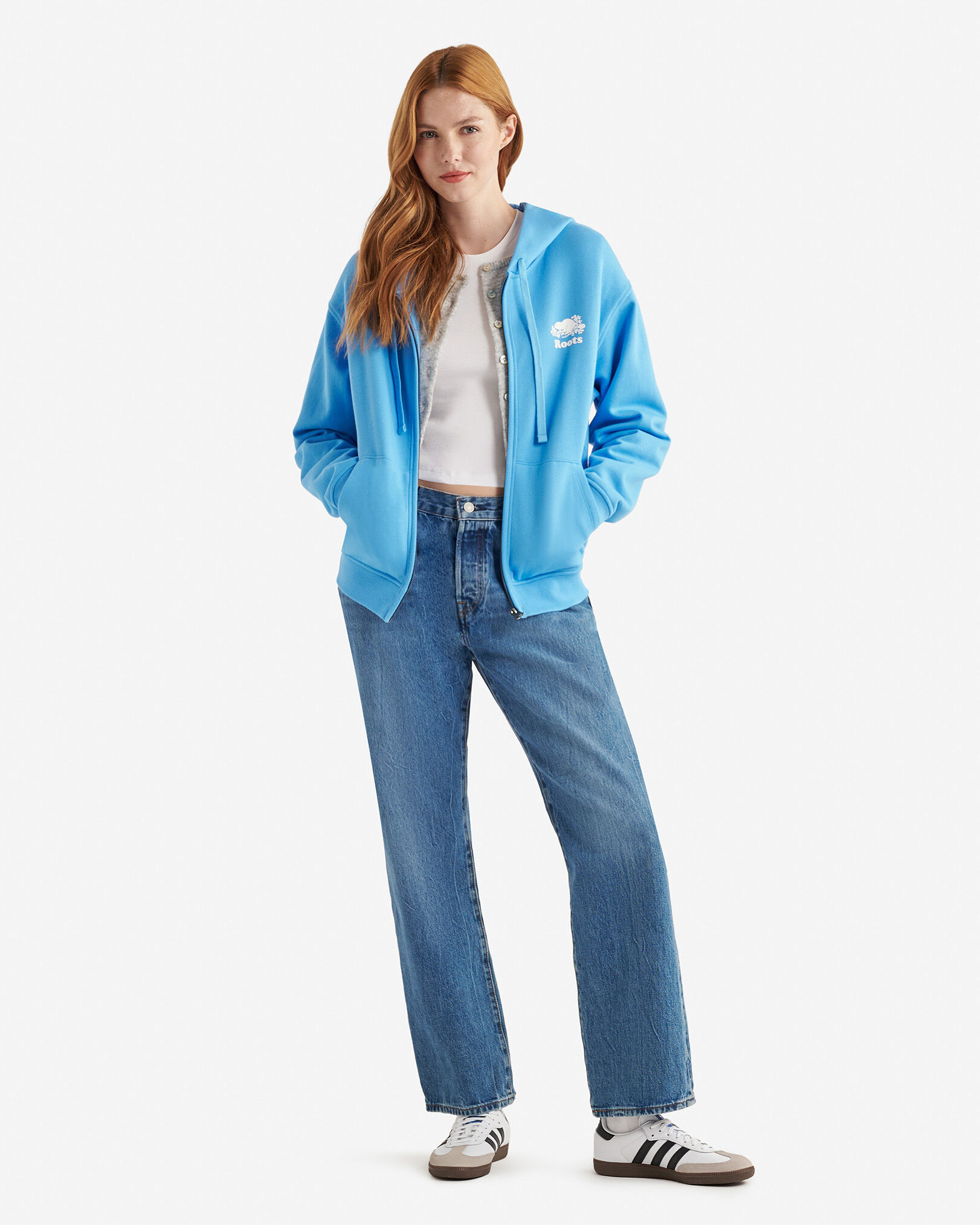 Chandail original décontracté à capuchon et glissière en coton bio