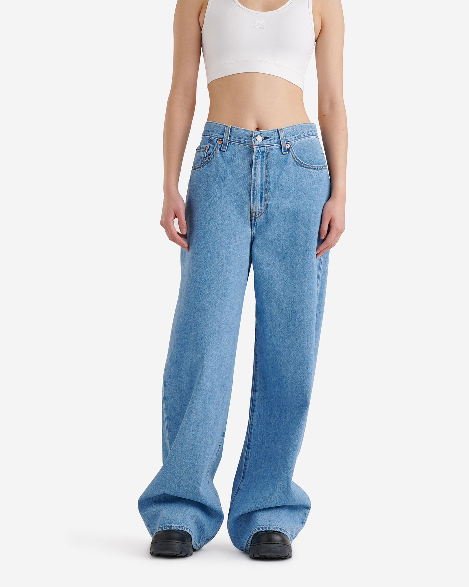 Ribcage wide leg women's jeans hot sale