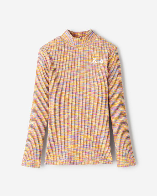 Toddler Girls Space Dye Mock Neck Top
