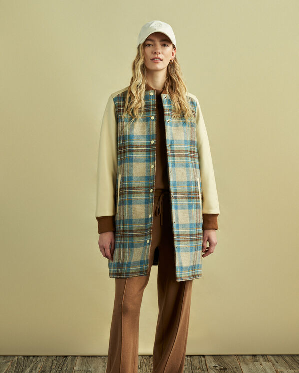 Moon Plaid A-Line Varsity Jacket