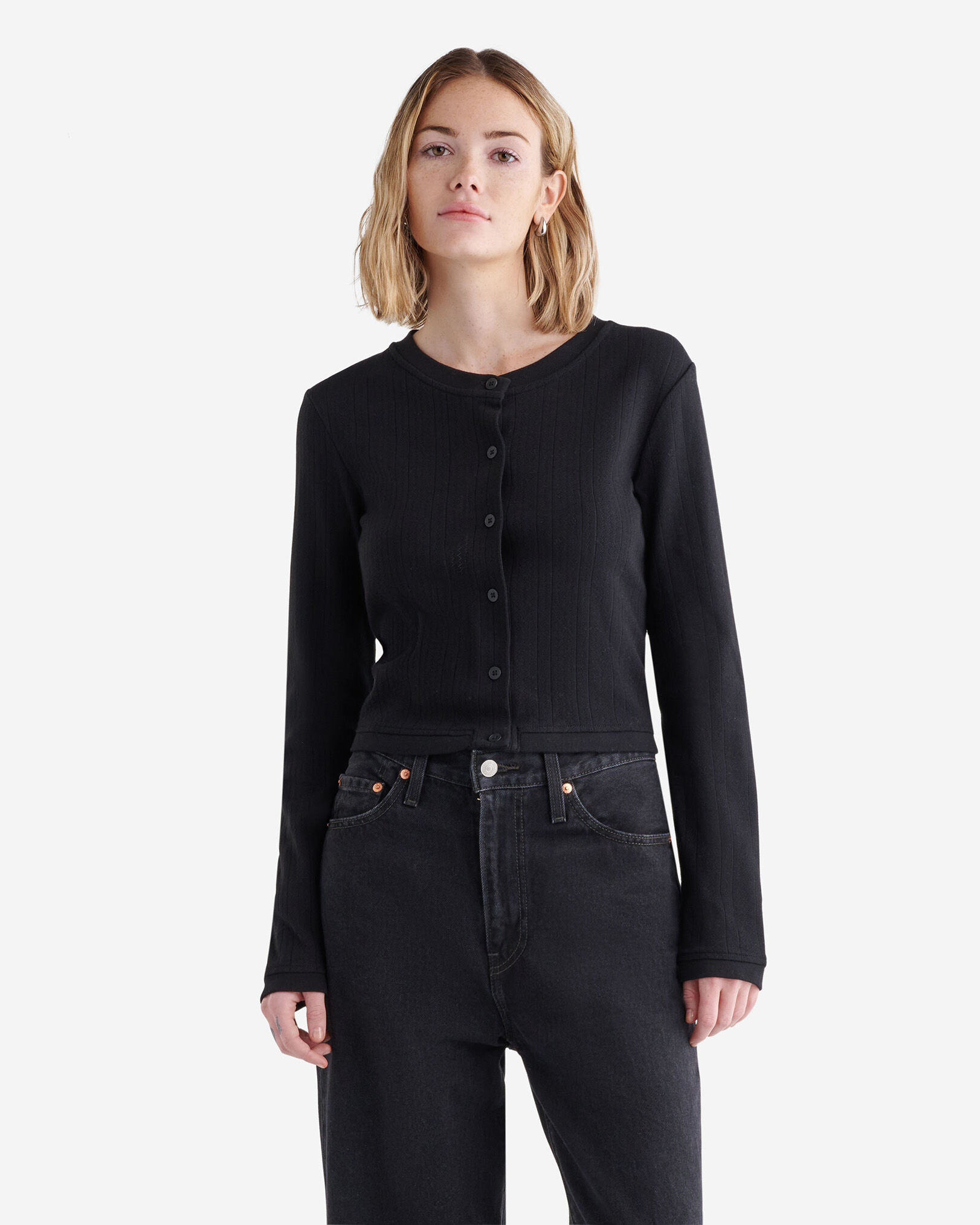 Pointelle brand cardigan top