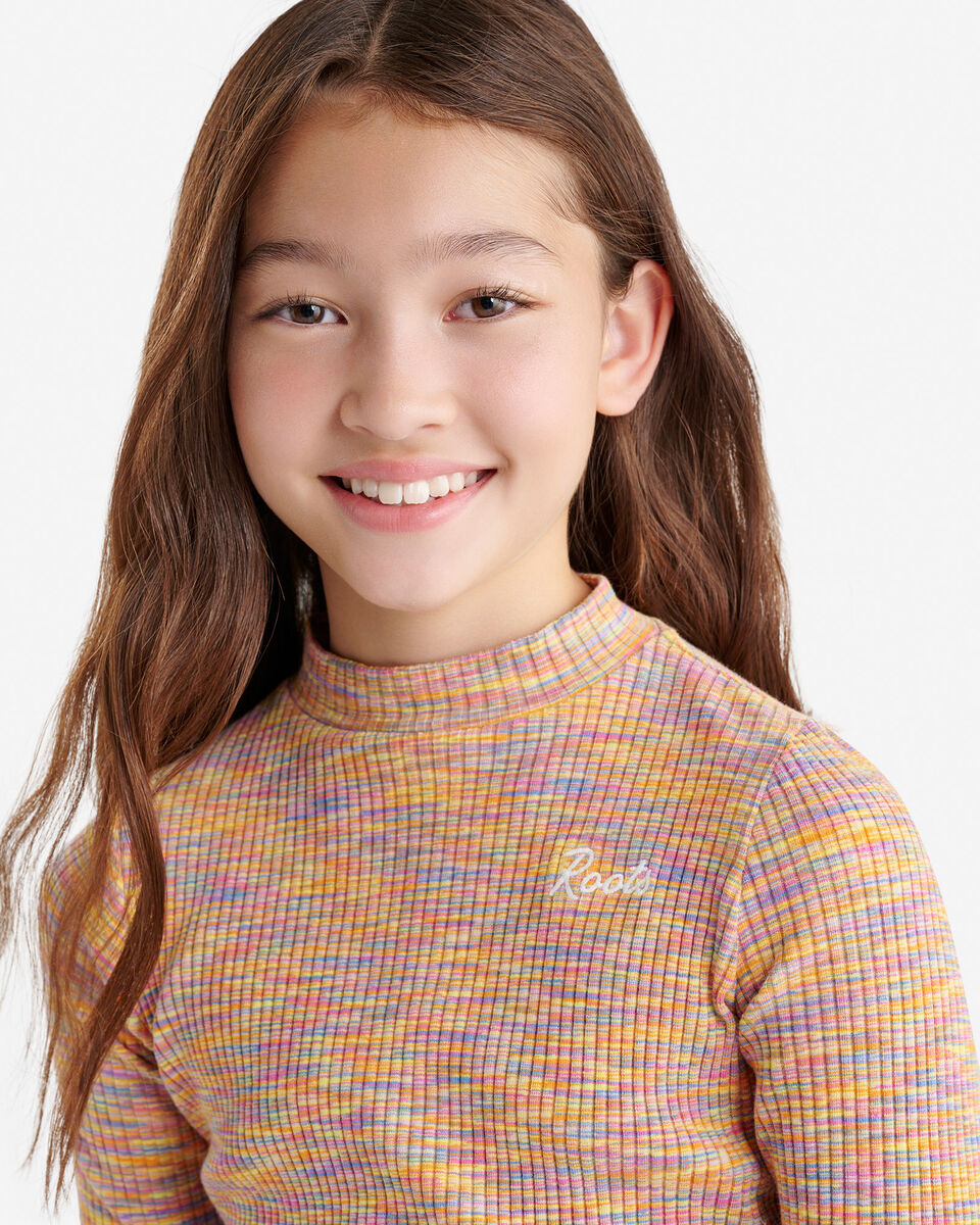 Girls Space Dye Mock Neck Top