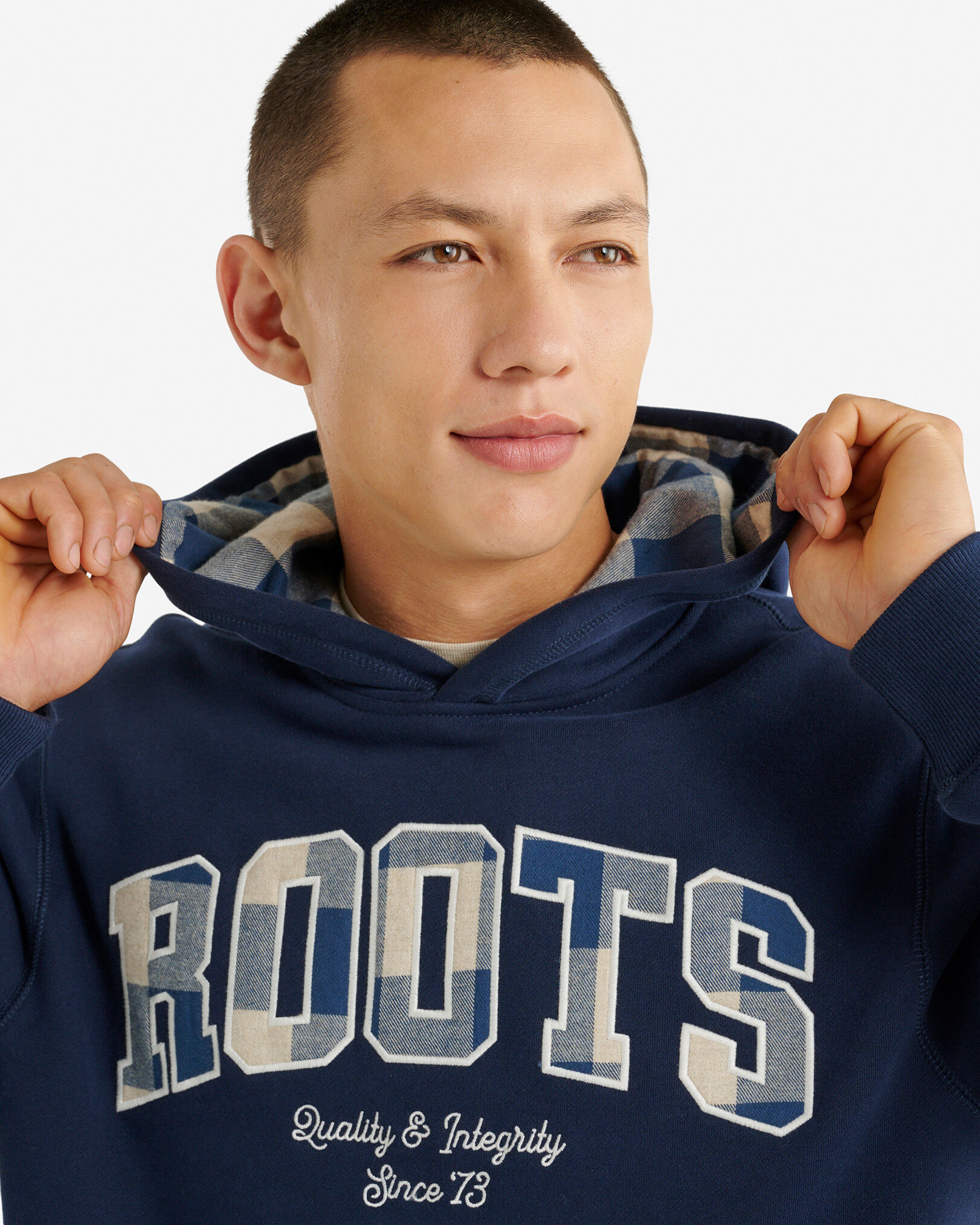 Plaid Applique Hoodie