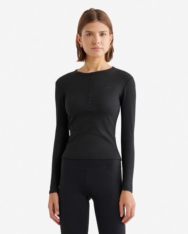 Chandail henley ajust&eacute; &agrave; manches longues en tissu c&ocirc;tel&eacute; Roam