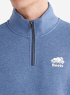 Chandail demi-glissi&egrave;re original &agrave; capuchon en jersey bouclette en coton bio