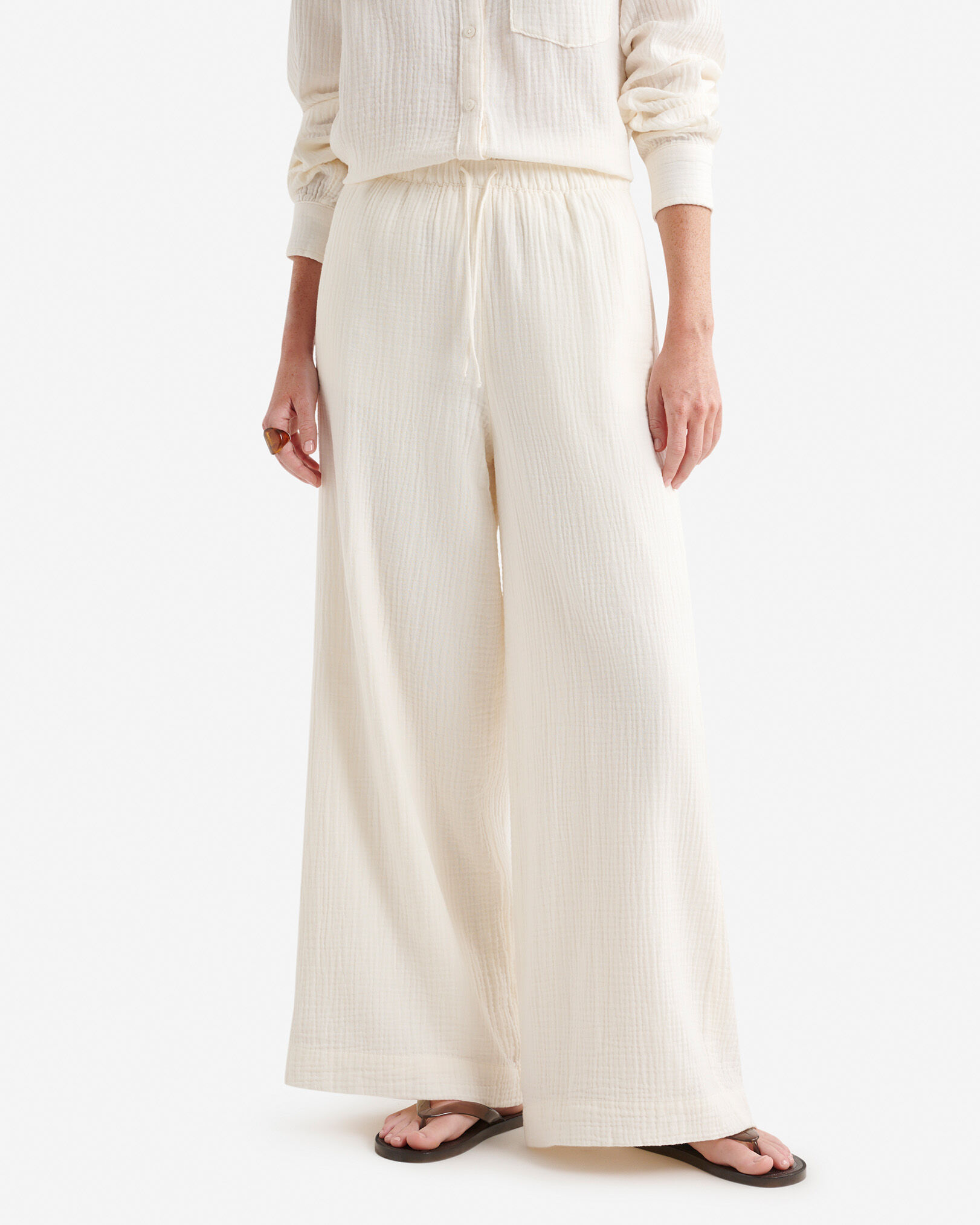 Pantalon à jambe large en coton Isla