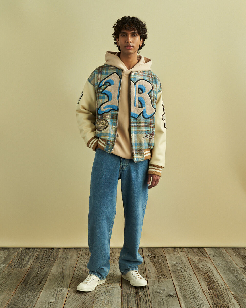 Moon Plaid Varsity Jacket