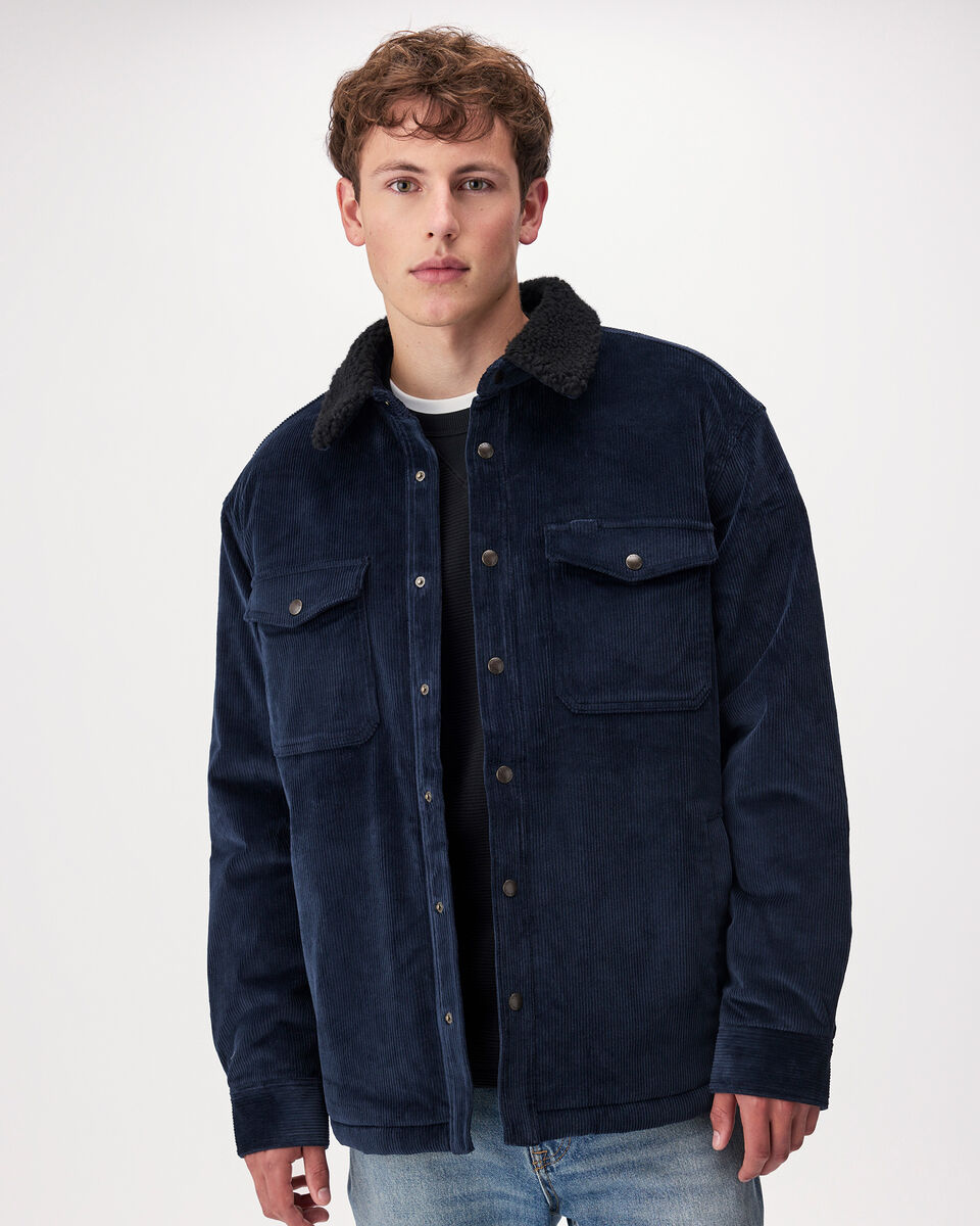 Manteau en velours c&ocirc;tel&eacute; et mouton molletonn&eacute;