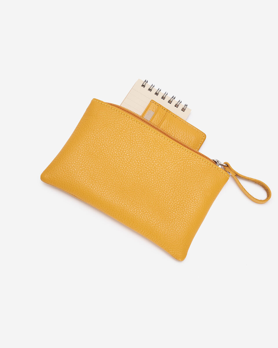 Pochette moyenne à glissière en cuir Cervino