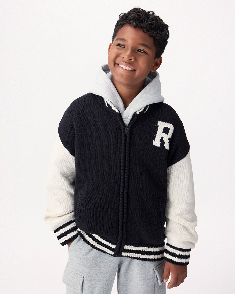 Kids Roots Knit Varsity Jacket