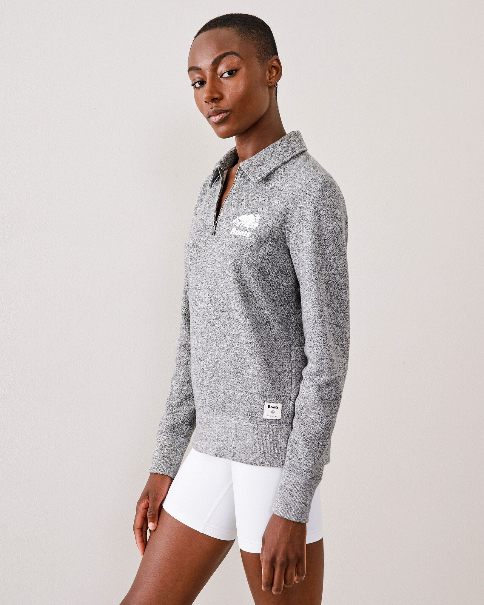 Women's polo pullover half zip top